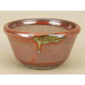 盆栽鉢】 時代鉢 古瀬戸 梅花紋 青磁正方鉢（一辺27.5cm 無傷）いよじ