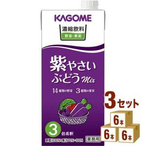 カゴメ 濃縮飲料 紫やさい・ぶどうミックス (3倍濃縮) 1000ml 3ケース(18本)｜izmic-ec