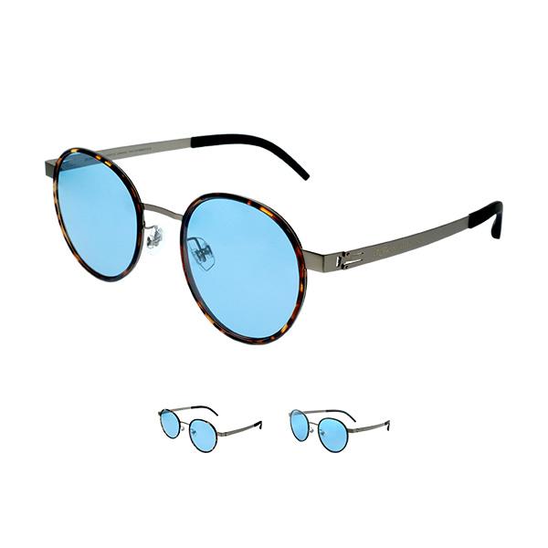 サングラス メンズ レディース 偏光 ライトカラー ブルー カラーレンズ ラウンド 丸 丸形 UV ...