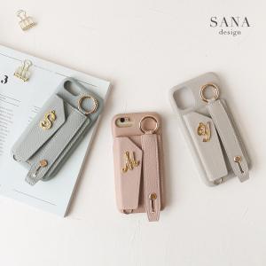 iPhone 17 16e 15 Pro ケース 収納 スライドベルト iPhone SE3 第3世代 落下防止 リング スマホ「 背面 カード ポケット イニシャル付き 」