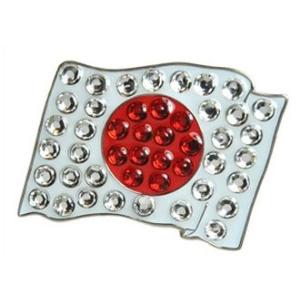 ゴルフボールマーカー スワロフスキークリスタル 日本国旗 / 日の丸 ハットクリップ付 navikaナビカ