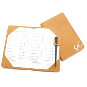 ゴルフ スコアカードホルダー サフィアーノPUレザー シンプル キャメルブラウン Camel brown 内側：PUレザー