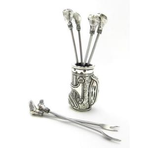 ゴルフモチーフ　シルバー製　フルーツフォークセット ゴルフモチーフ シルバー製 フルーツフォークセット