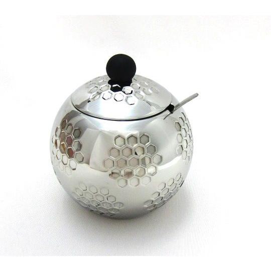 【ステンレス　ゴルフボール型シュガーポット】 Sugar Pot　スプーン付