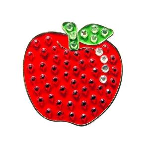 ゴルフボールマーカー スワロフスキークリスタル リンゴ / アップル 林檎 ハットクリップ付 navikaナビカ