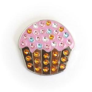ゴルフボールマーカー スワロフスキークリスタル カップケーキ ハットクリップ付 navikaナビカ