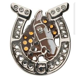 ゴルフボールマーカー スワロフスキークリスタル 馬 ハットクリップ付 navikaナビカ