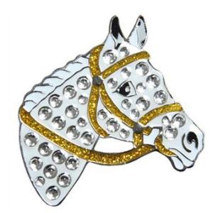 ゴルフボールマーカー スワロフスキークリスタル 白馬 ハットクリップ付 navikaナビカ