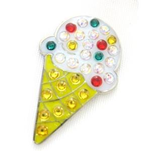 ゴルフボールマーカー スワロフスキークリスタル アイスクリーム ハットクリップ付 navikaナビカ