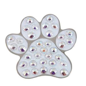 ゴルフボールマーカー スワロフスキークリスタル ホワイト 足跡 / 肉球 ハットクリップ付 navikaナビカ