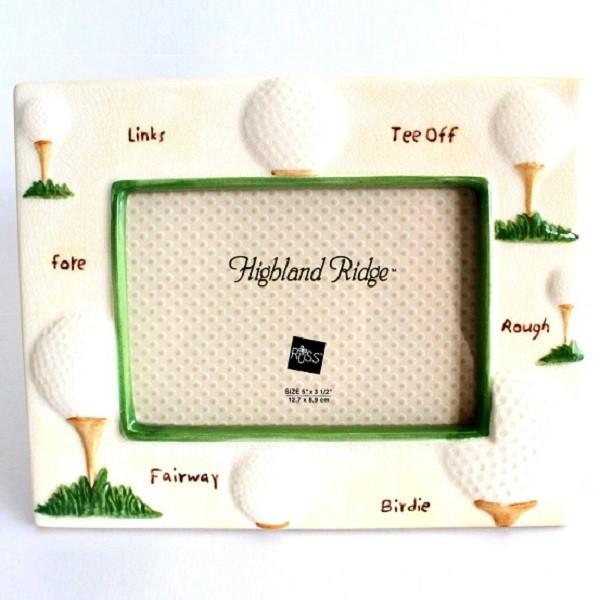 【RUSS】　フォトフレーム　陶器　L判用　Golf  ball　ゴルフボール　写真立て