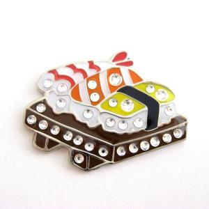 ゴルフボールマーカー スワロフスキークリスタル お寿司 スシ  ハットクリップ付 navikaナビカ