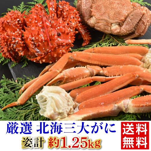 (18.19日+P6%) 北海3大がに 送料無料 花咲ガニ500g 毛ガニ350g ずわい蟹脚200...