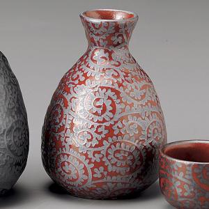 業務用食器 銀彩唐草（赤）1号徳利 7.4×11cm・240cc 日本酒・焼酎グラス