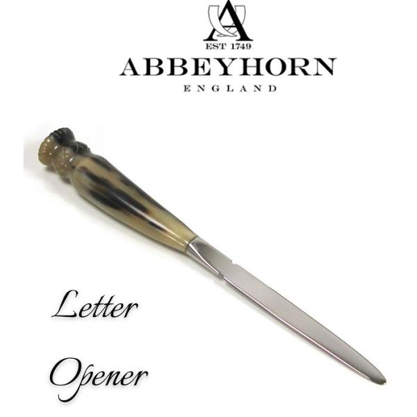 英国製 レターオープナー 水牛角ハンドル アザミ模様21cm ペーパーナイフ ABBEYHORNアビ...