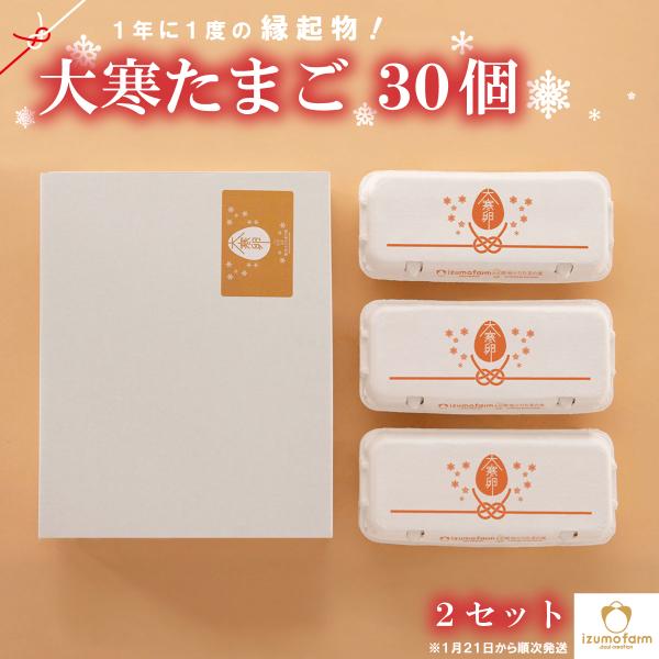 大寒たまご 2026 30個×2セット（送料無料 / 産卵日証明書付き / 健康&amp;金運UPの縁起物 ...
