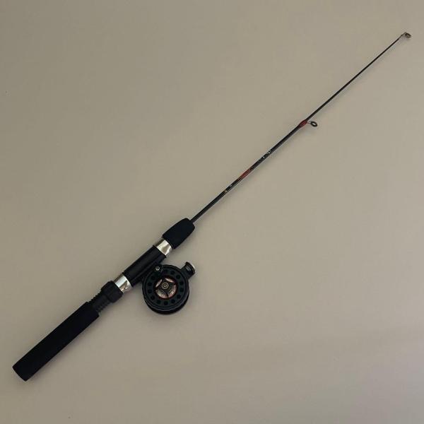 62cm コンパクトロッド リール付き 短竿 ブラック 穴釣り ワカサギ 氷上釣り 管理釣り場 携帯...