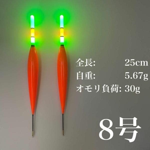 電気ウキ　8号　棒ウキ　LED  3点発光　超高輝度　夜釣り　ヤリイカ　遠投