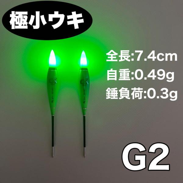極小ウキ G2 2本セット 棒うき　誘導ウキ　タナゴ浮き　LED CR311 電気ウキ　夜釣り　