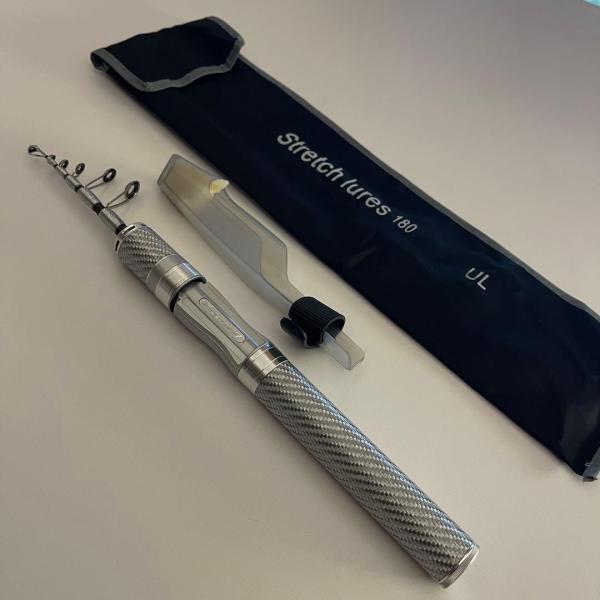 【カーボン調スピニングロッド 1.8m UL】軽量5’11” 振出式 超軽量モデル シルバー 銀 ア...