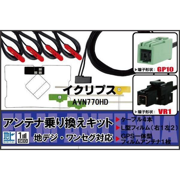 フィルムアンテナ GPS一体型ケーブル セット 地デジ ワンセグ フルセグ イクリプス ECLIPS...