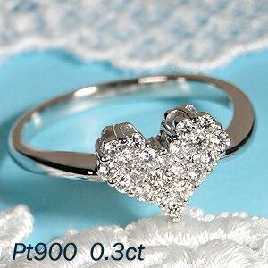 Pt900 0.30ct ハート パヴェ ダイヤモンド リング ダイヤ 人気  
