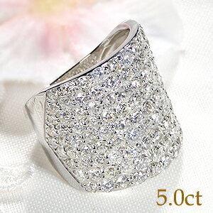 Pt900 K18YG 5.0ct パヴェ ダイヤモンド リング 18金 ゴールド ダイヤ プラチナ 18金 5カラット 豪華 18k 幅広 pave ギフト 女性 レディース AU-0091