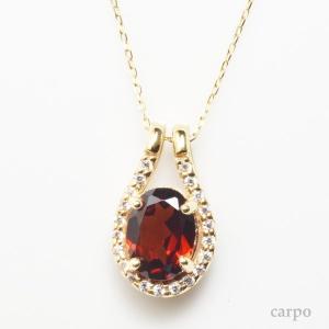 ガーネット ペンダントネックレス 1カラット ペアシェイプカット