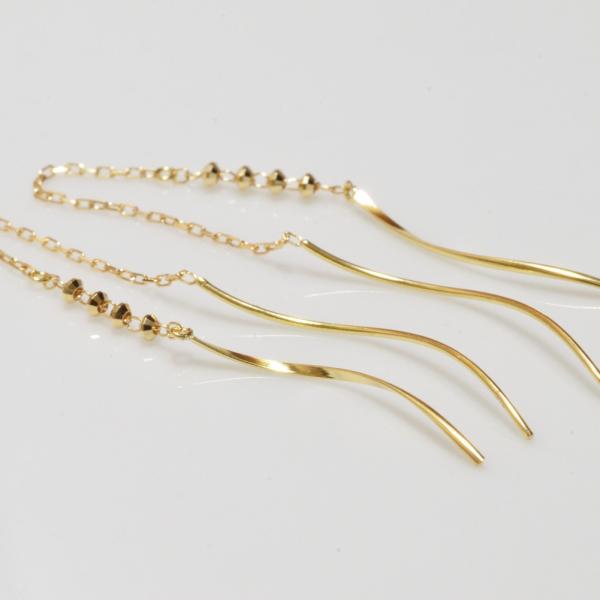 ピアス k18金 チェーン アメリカン ロング ピアス イエローゴールド ピンクゴールド ホワイトゴ...