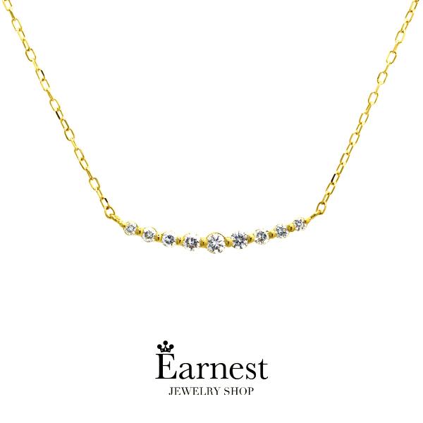 18金ネックレス　レディース　ダイヤモンド　18Ｋ　18金　9粒ダイヤ　0.20ct　パーティクルネ...