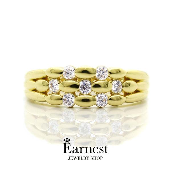 ハーフエタニティリング　指輪　ダイヤモンド　0.22ct　7石ダイヤ　K18　イエローゴールド　レデ...