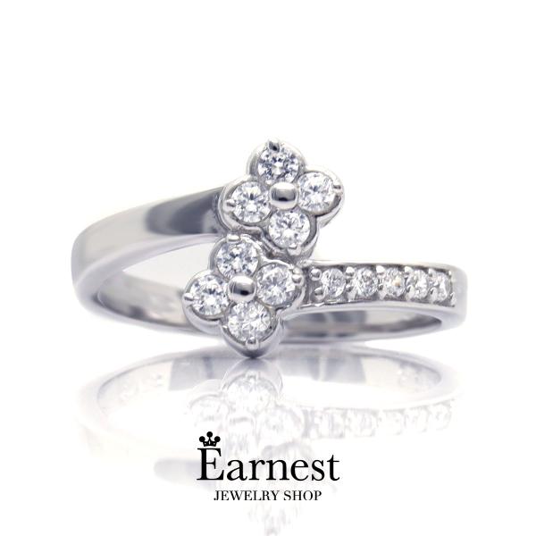 ピンキーリング　フラワーデザインリング　指輪　プラチナ900　ダイヤモンド　0.20ct