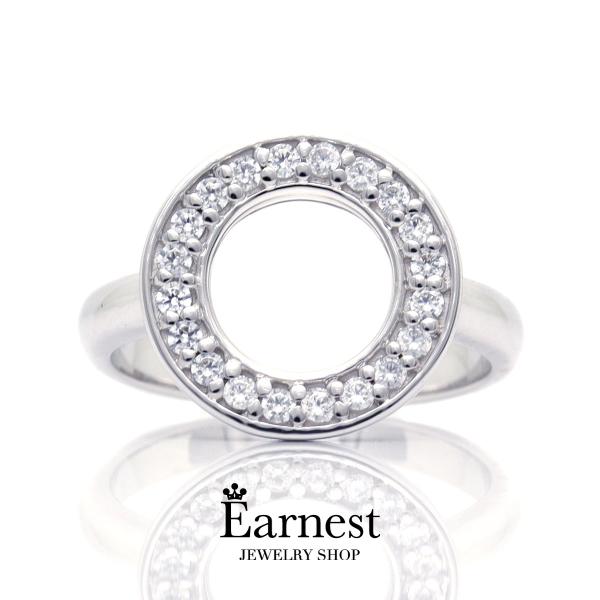 PT900　0.20ct　サークルモチーフピンキーリング