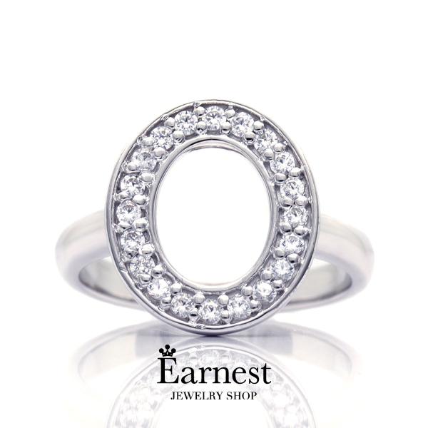 PT900　0.20ct　楕円型サークルモチーフピンキーリング