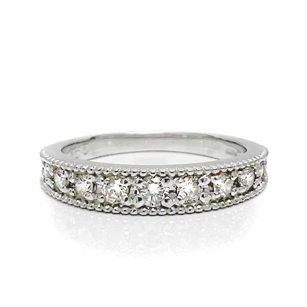 ピンキーリング　ミル打ちダイヤモンドリング　指輪　プラチナ900　0.20ct