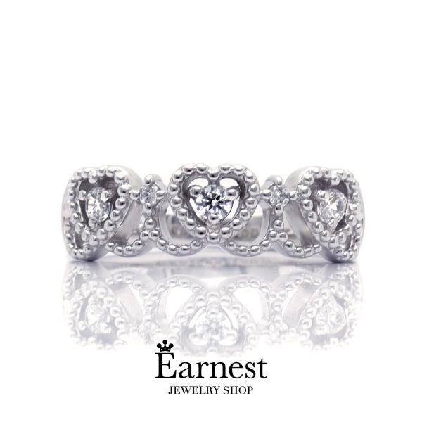 ピンキーリング　ミル打ちハートダイヤモンドリング　指輪　プラチナ900　0.11ｃｔ