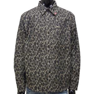 VANSON（バンソン） クロスボーン刺繍 ヒョウ柄 長袖 ワークシャツ