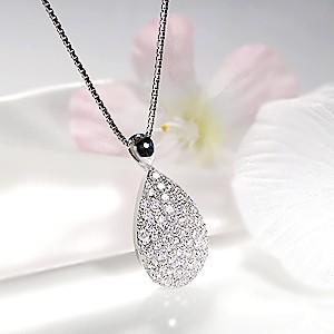 pt900 プラチナ ダイヤモンド ダイヤ ペンダントトップ パヴェ 雫 ドロップ ティアドロップ ...