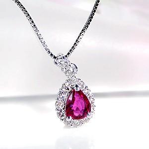 K18YG/WG/PG ゴールド ダイヤモンド ダイヤ カラーストーン ルビー ペアシェイプ ペンダ...