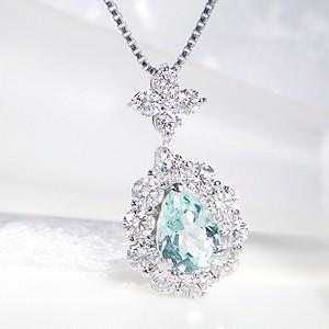 pt900 プラチナ ダイヤモンド ダイヤ ネックレス ペンダント カラーストーン パライバトルマリ...