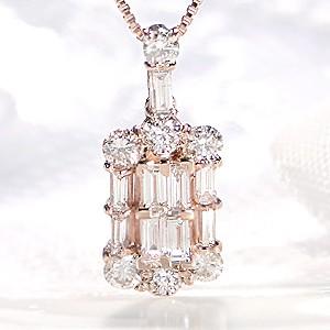 K18YG/PG ゴールド ダイヤモンド ダイヤ ネックレス ペンダント スクエア 18金 18k ...