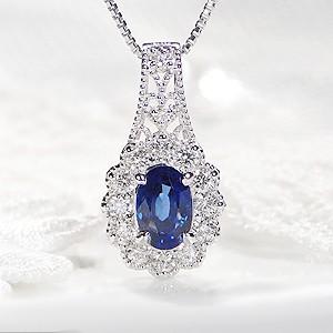 pt900 プラチナ ネックレス ペンダント ダイヤモンド ダイヤ カラーストーン サファイア ロイ...