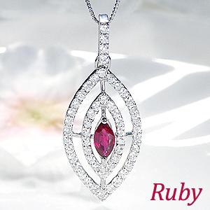 Pt900 ルビー＆ダイヤモンド ペンダント pt900 ルビー & ダイヤモンド ネックレス カラーストーン おしゃれ