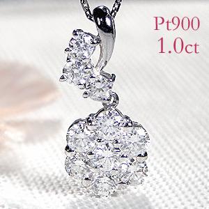 Pt900 1.00ct フラワーモチーフ ダイヤモンド ペンダント 1ct １カラット フラワー ...