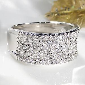 pt900 「1.20ct」 5連 ダイヤモンド パヴェリング ジュエリー SIクラス