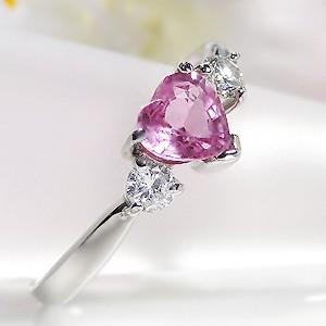pt900 ピンクサファイヤ ダイヤモンド ハート リング ジュエリー 指輪