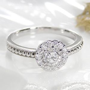 pt900 「0.53ct」 フラワーモチーフ ダイヤモンド リング ジュエリー 