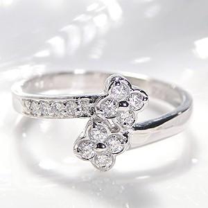 pt900 「0.2ctUP」 フラワーモチーフ ダイヤモンド リング ジュエリー  