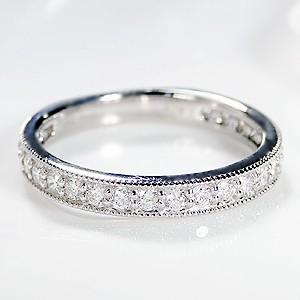 pt900 プラチナ ダイヤモンド ダイヤ 指輪 リング ミル打ち ハーフエタ