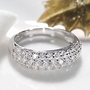 天然 ダイヤ 64石 1.1カラット パヴェ リング K18 ゴールド各色